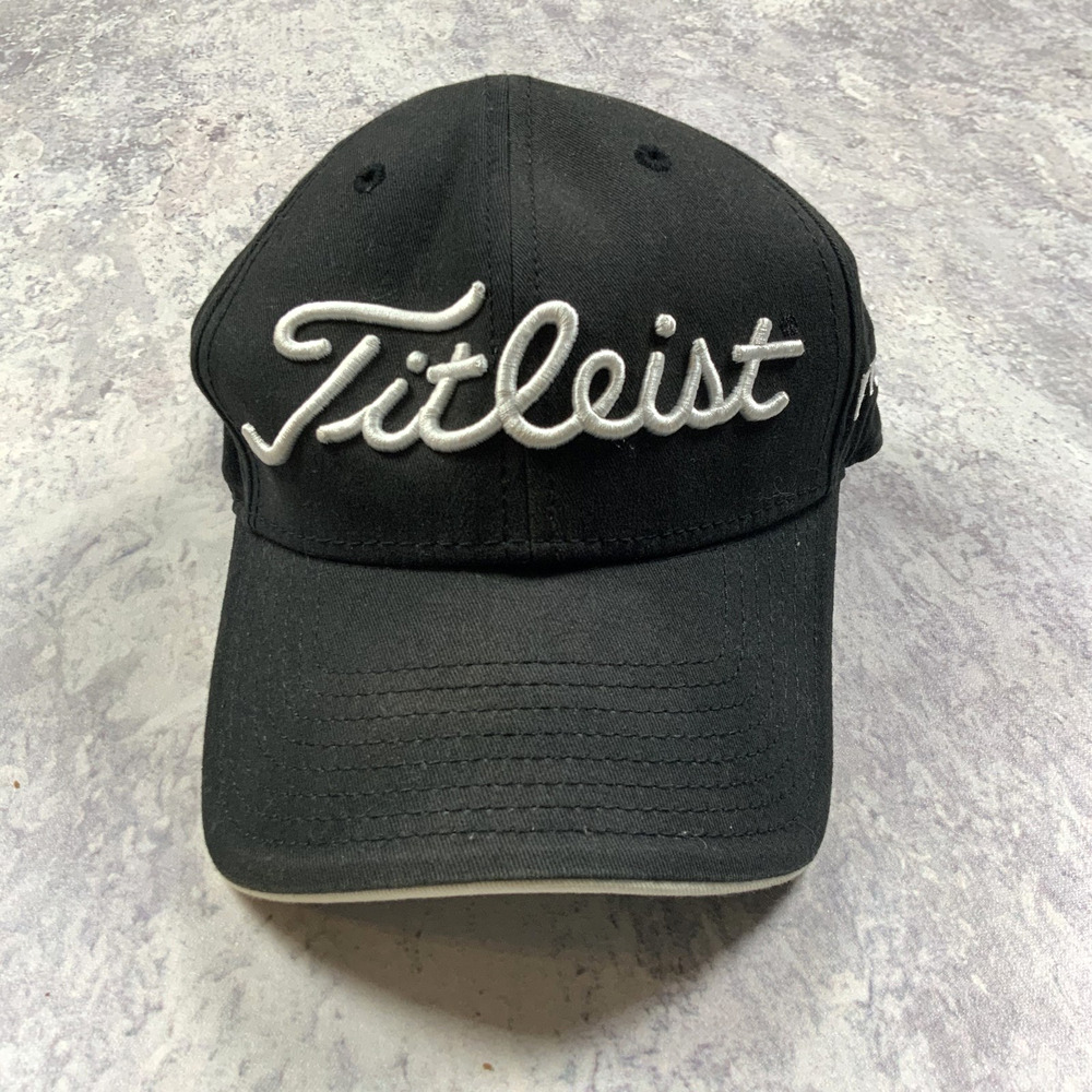 Titleist Hat Mens Black One Size Black Pro V1 FJ FootJoy Golf Strap Back Gym Cap